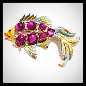 Vintage Hand-painted Fish Brooch